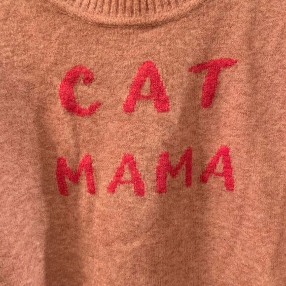 LOFT Pink Cat Mama Crew Neck Pullover Sweater Size XS - Picture 7 of 9